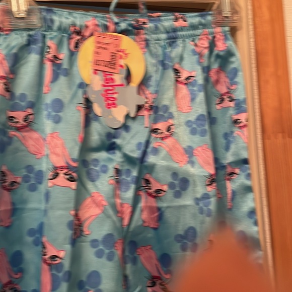 Vintage 1990s Rockabilly Pink Cat Kitty Pajamas Set. Size: S 3/4 P W: 26” NEW! - Picture 5 of 8